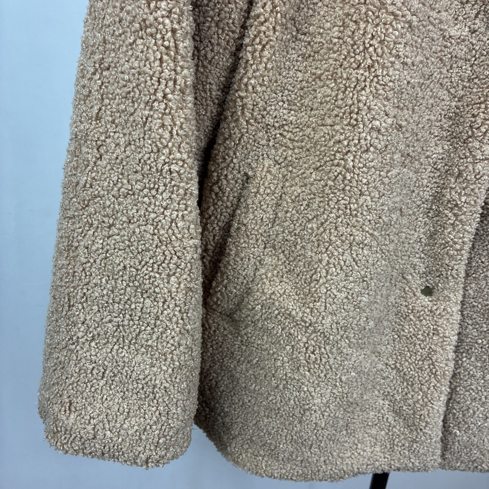 Sanctuary LA XL Women's Boucle Sherpa Jacket Camel Beige Snaps Pockets Classy - Picture 3 of 10